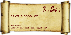 Kirs Szabolcs névjegykártya